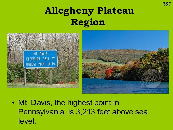 Allegheny Plateau Region • Mt. Davis, the highest point in Pennsylvania, is 3, 213