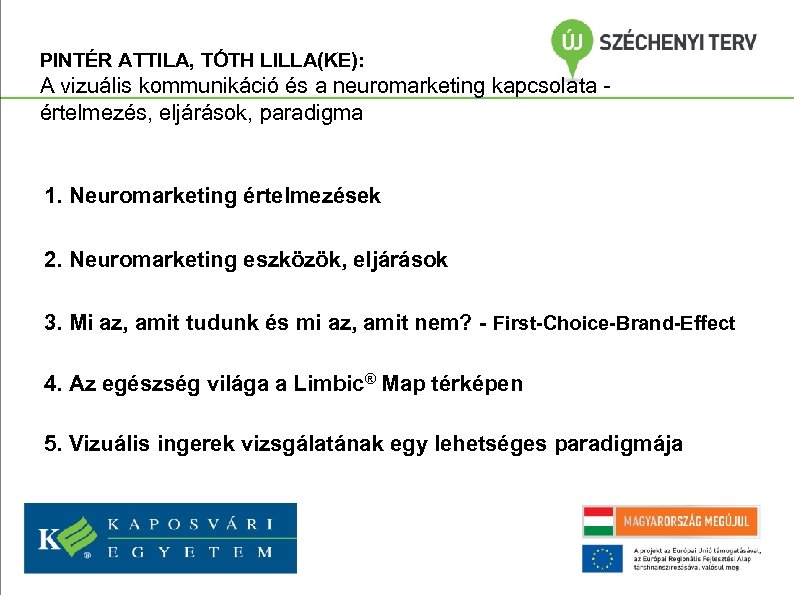 PINTÉR ATTILA, TÓTH LILLA(KE): A vizuális kommunikáció és a neuromarketing kapcsolata értelmezés, eljárások, paradigma