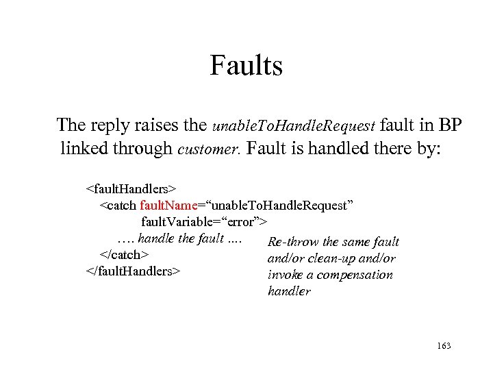 Faults The reply raises the unable. To. Handle. Request fault in BP linked through