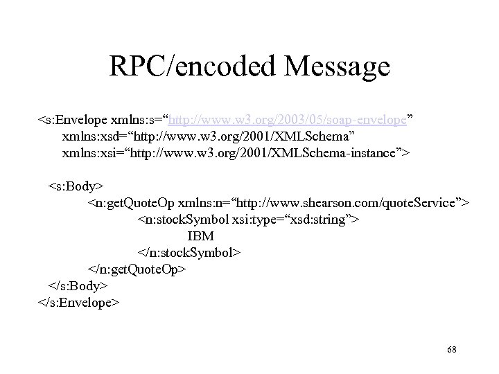 RPC/encoded Message <s: Envelope xmlns: s=“http: //www. w 3. org/2003/05/soap-envelope” xmlns: xsd=“http: //www. w