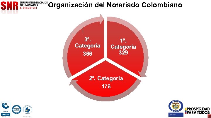 Organización del Notariado Colombiano 3ª. Categoría 366 1ª. Categoría 329 2ª. Categoría 178 