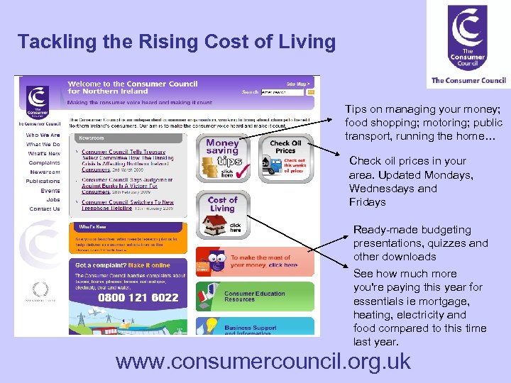 Tackling the Rising Cost of Living Tips on managing your money; food shopping; motoring;