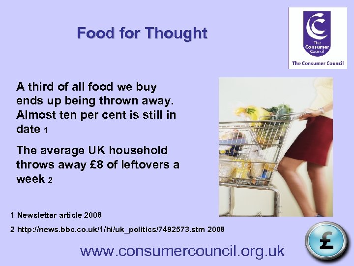 Food for Thought A third of all food we buy ends up being thrown