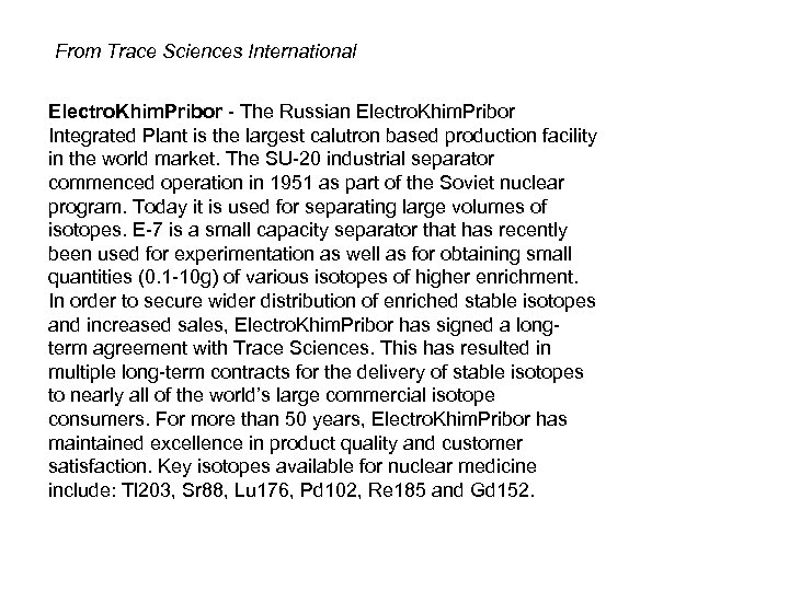 From Trace Sciences International Electro. Khim. Pribor - The Russian Electro. Khim. Pribor Integrated