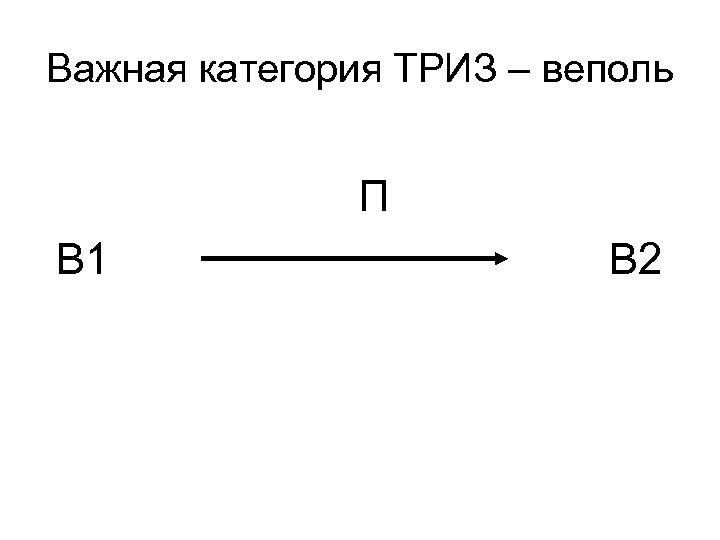 Важная категория ТРИЗ – веполь П В 1 В 2 