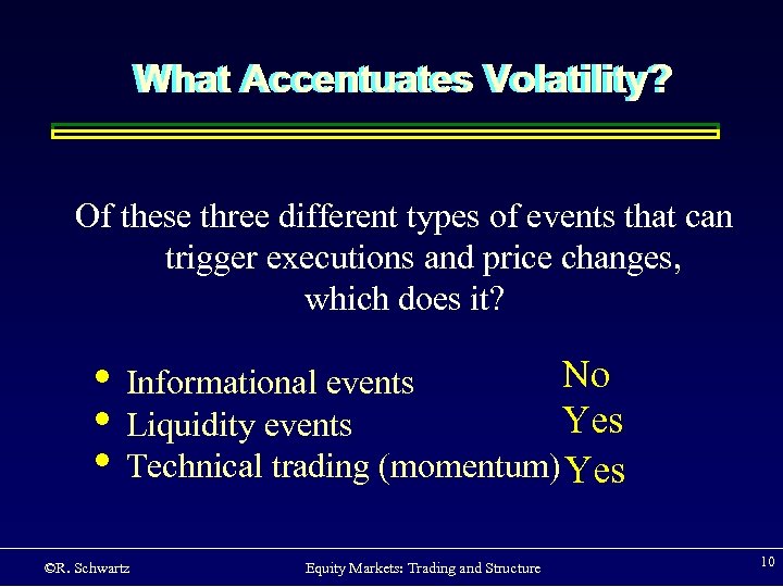 What Accentuates Volatility? Of these three different types of events that can trigger executions