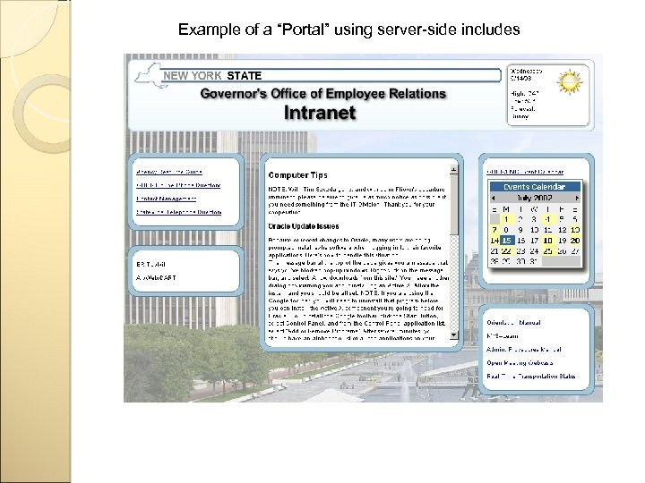 Example of a “Portal” using server-side includes 