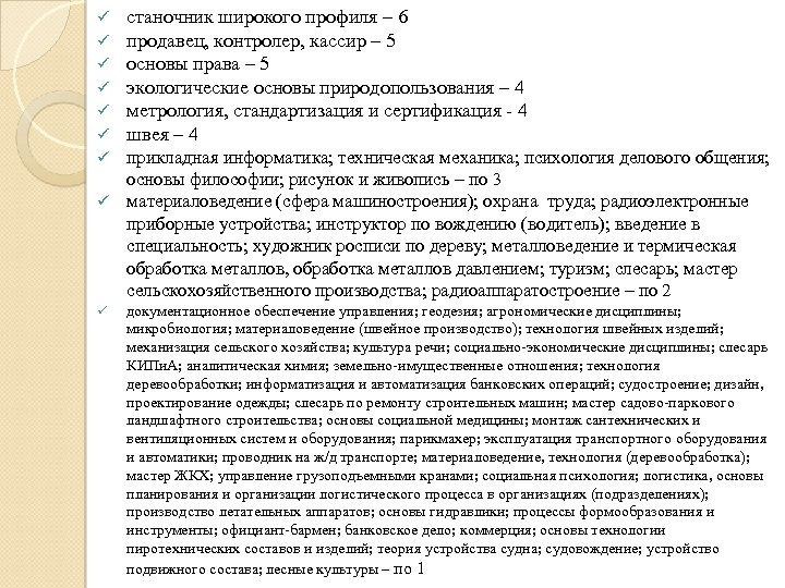 ü ü ü станочник широкого профиля – 6 продавец, контролер, кассир – 5 основы
