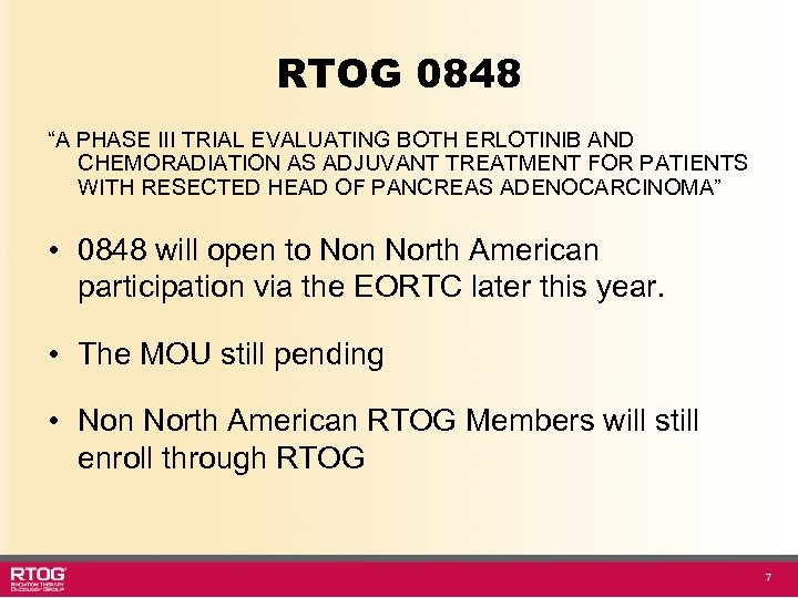 RTOG 0848 “A PHASE III TRIAL EVALUATING BOTH ERLOTINIB AND CHEMORADIATION AS ADJUVANT TREATMENT