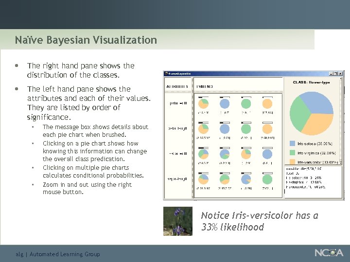 Naïve Bayesian Visualization • The right hand pane shows the distribution of the classes.