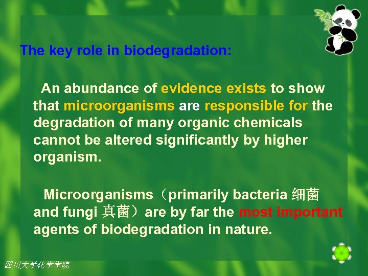 The key role in biodegradation: An abundance of evidence exists to show that microorganisms