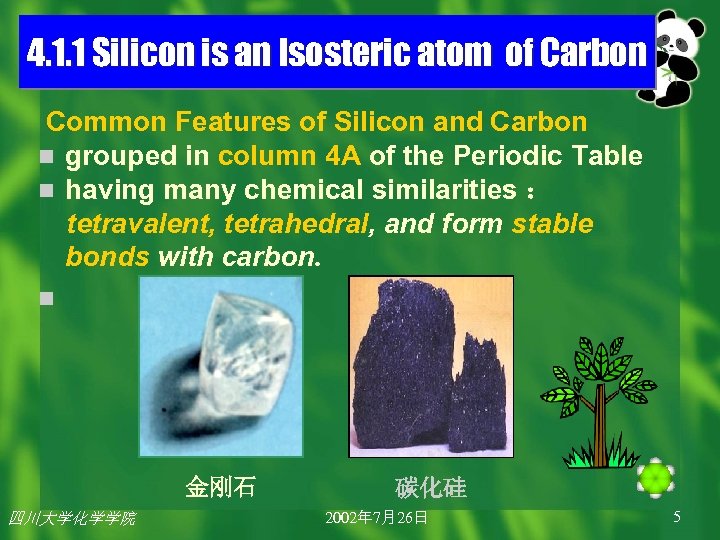4. 1. 1 Silicon is an Isosteric atom of Carbon Common Features of Silicon