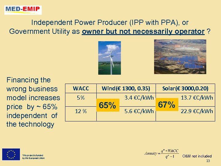 Independent Power Producer (IPP with PPA), or Government Utility as owner but not necessarily