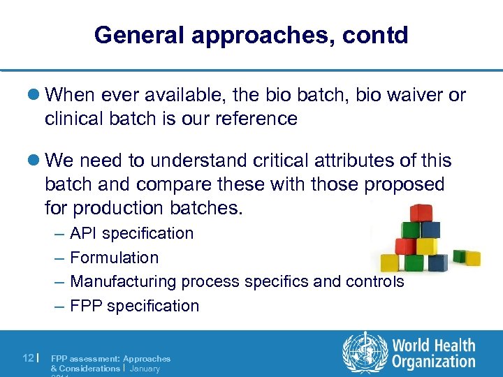 General approaches, contd l When ever available, the bio batch, bio waiver or clinical