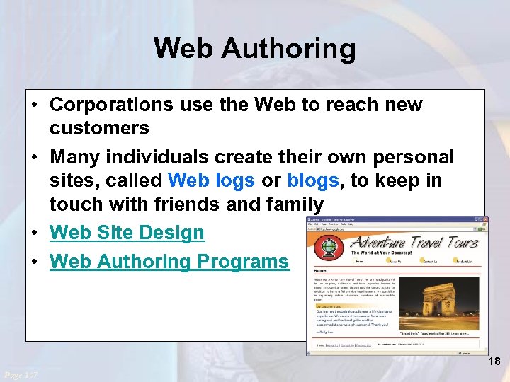 Web Authoring • Corporations use the Web to reach new customers • Many individuals