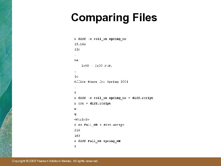 Comparing Files Copyright © 2005 Pearson Addison-Wesley. All rights reserved. 