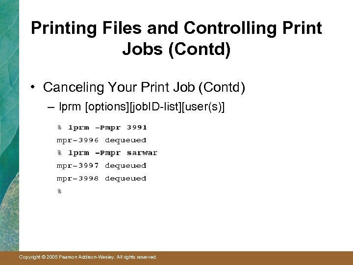 Printing Files and Controlling Print Jobs (Contd) • Canceling Your Print Job (Contd) –