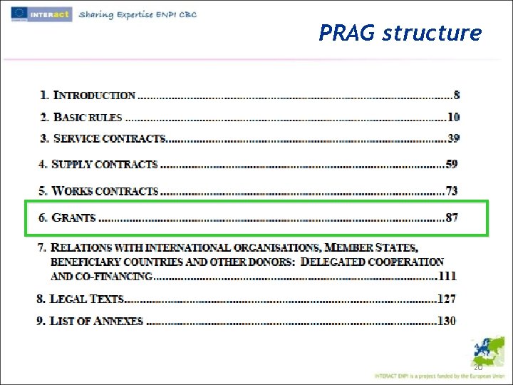 PRAG structure 20 