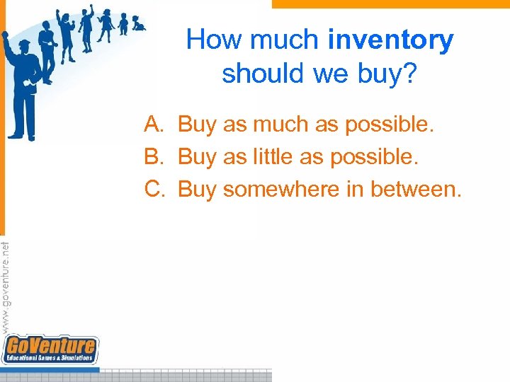 How much inventory should we buy? A. Buy as much as possible. B. Buy