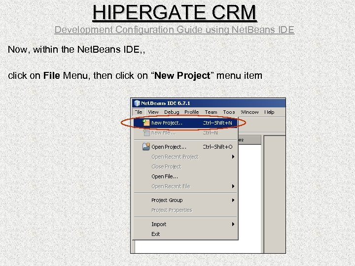 HIPERGATE CRM Development Configuration Guide using Net. Beans IDE Now, within the Net. Beans