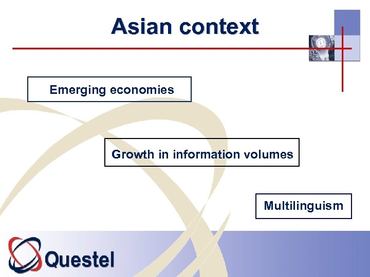 Asian context Emerging economies Growth in information volumes Multilinguism 