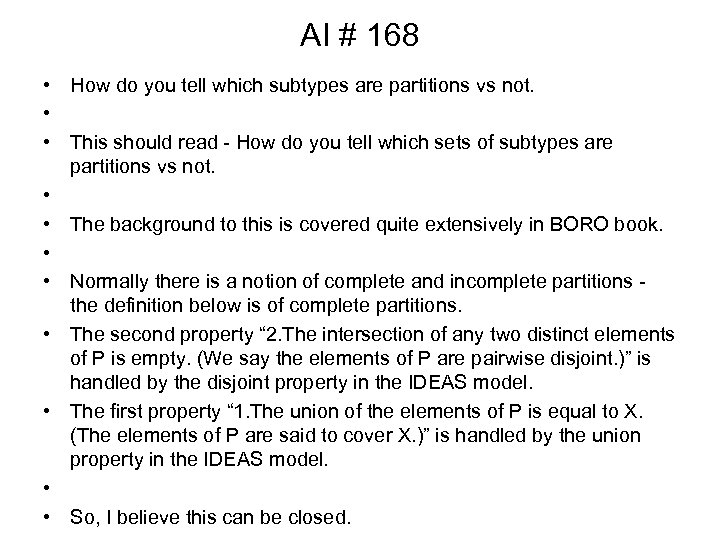 AI # 168 • How do you tell which subtypes are partitions vs not.