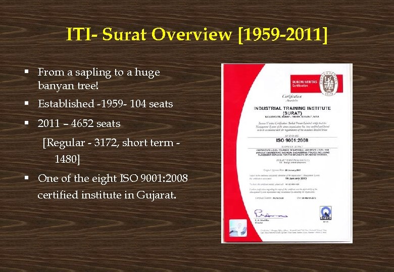 ITI- Surat Overview [1959 -2011] § From a sapling to a huge banyan tree!