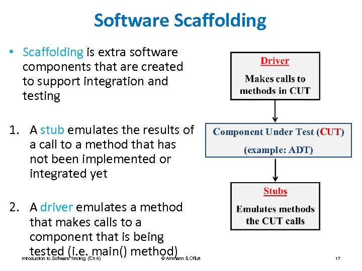 Software Scaffolding • Scaffolding is extra software components that are created to support integration