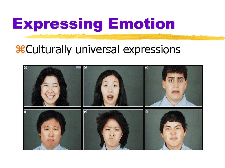 Expressing Emotion z. Culturally universal expressions 