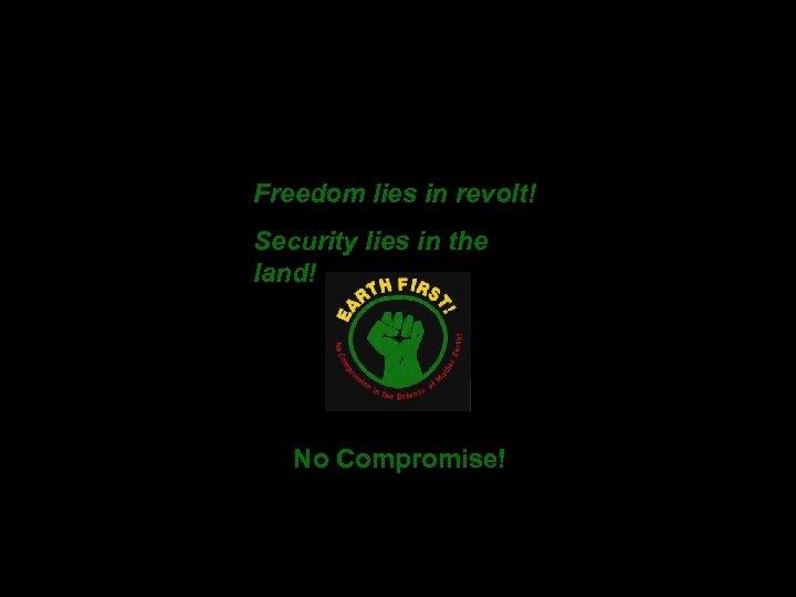 Freedom lies in revolt! Security lies in the land! No Compromise! 