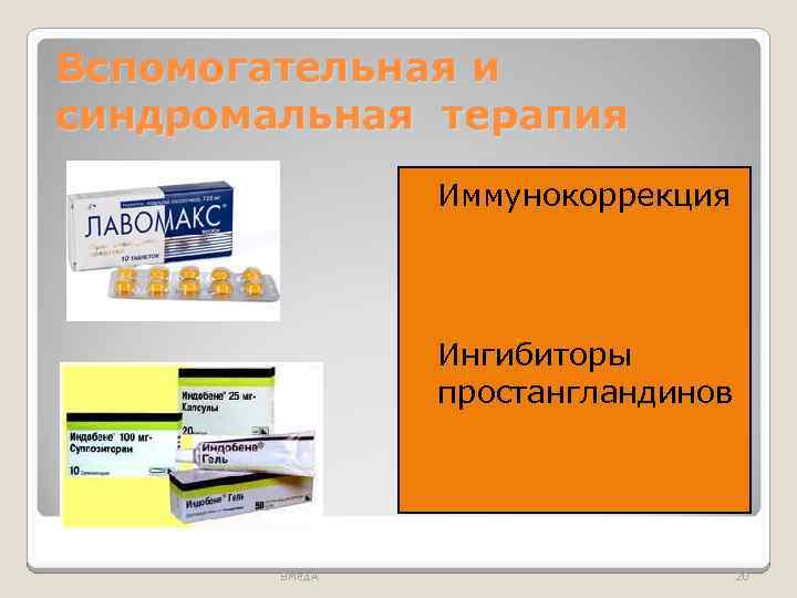 Вспомогательная и синдромальная терапия ВМед. А Иммунокоррекция Ингибиторы простангландинов 20 