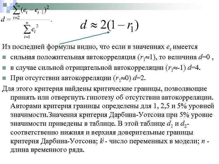 Коэффициент автокорреляции характеризует