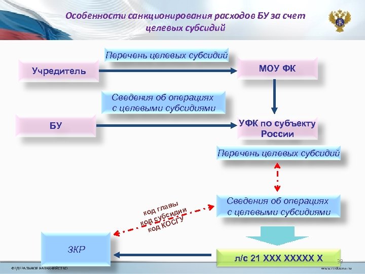 Отдельный направление. Перечень целевых субсидий. Особенности счетов санкционирования расходов. Схема казначейского обслуживания. Особенности санкционирования.