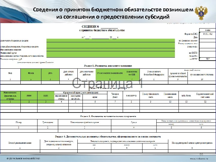 Сведения о принятом бюджетном обязательстве возникшем из соглашения о предоставлении субсидий 66 