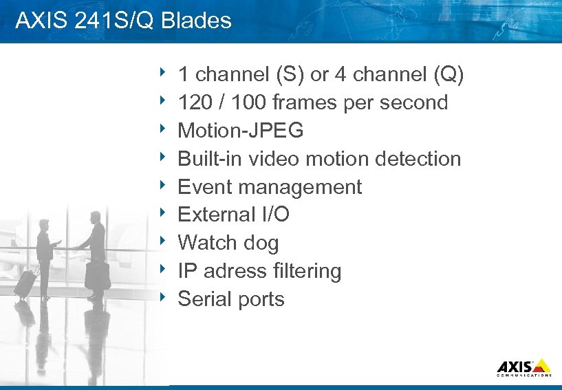 AXIS 241 S/Q Blades 1 channel (S) or 4 channel (Q) 8 120 /