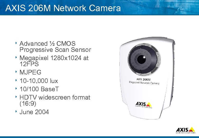 AXIS 206 M Network Camera 8 Advanced ½ CMOS Progressive Scan Sensor 8 Megapixel