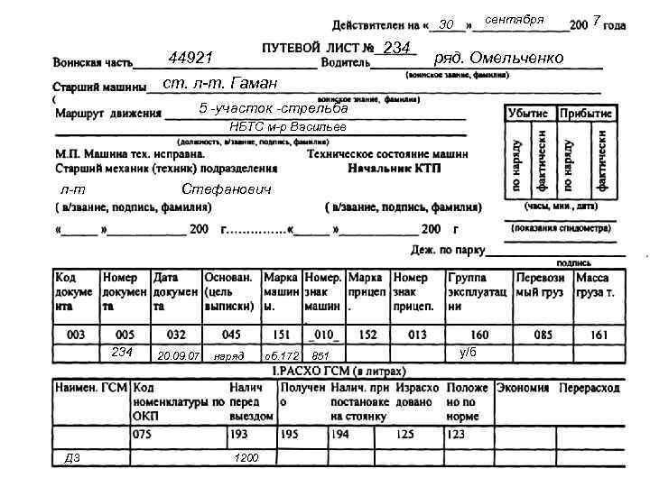 сентября 30 234 44921 ряд. Омельченко ст. л-т. Гаман 5 -участок -стрельба НБТС м-р