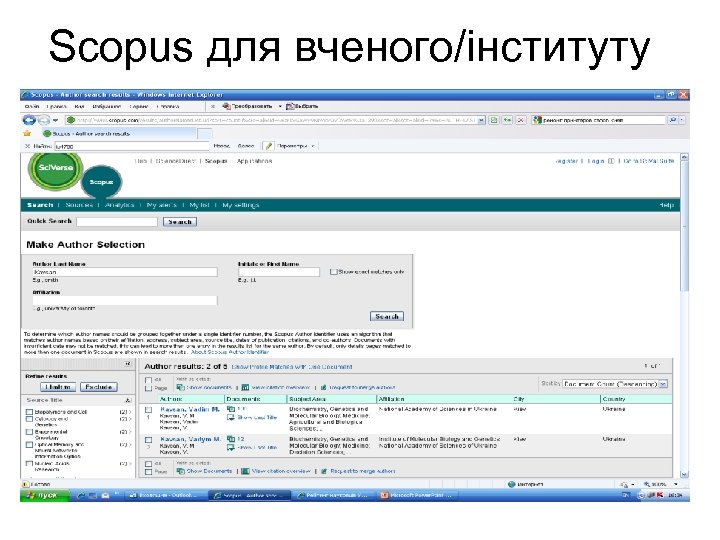 Scopus для вченого/інституту 