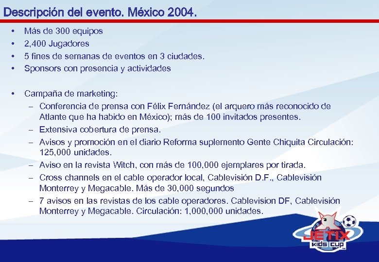 Descripción del evento. México 2004. • • Más de 300 equipos 2, 400 Jugadores