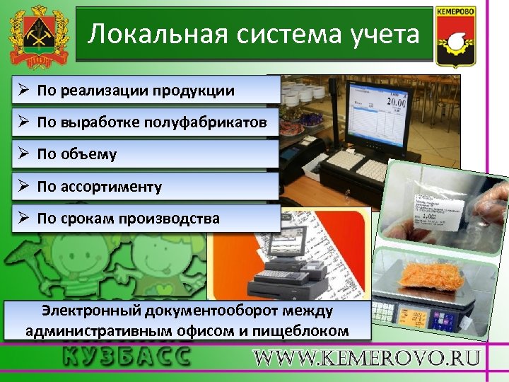 Локальная система учета Ø По реализации продукции Ø По выработке полуфабрикатов Ø По объему