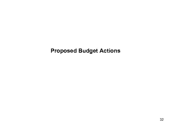 Proposed Budget Actions 32 