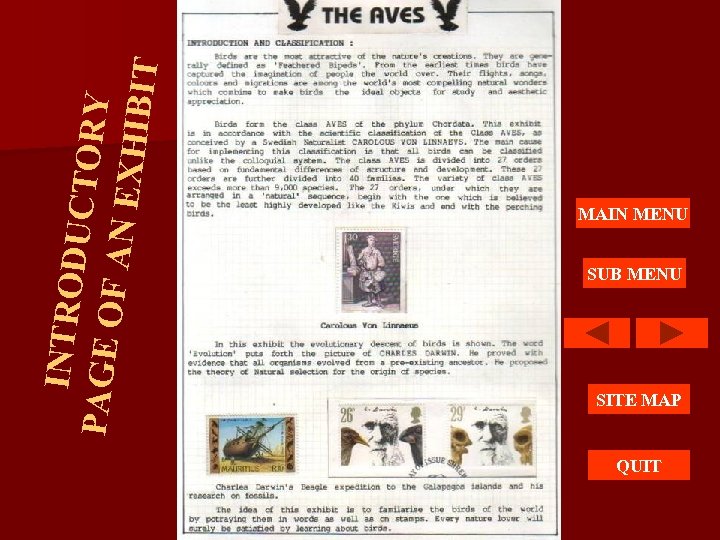 INTROD UCTOR PAGE O Y F AN EX HIBIT MAIN MENU SUB MENU SITE