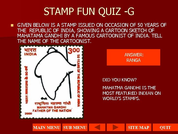 STAMP FUN QUIZ -G n GIVEN BELOW IS A STAMP ISSUED ON OCCASION OF