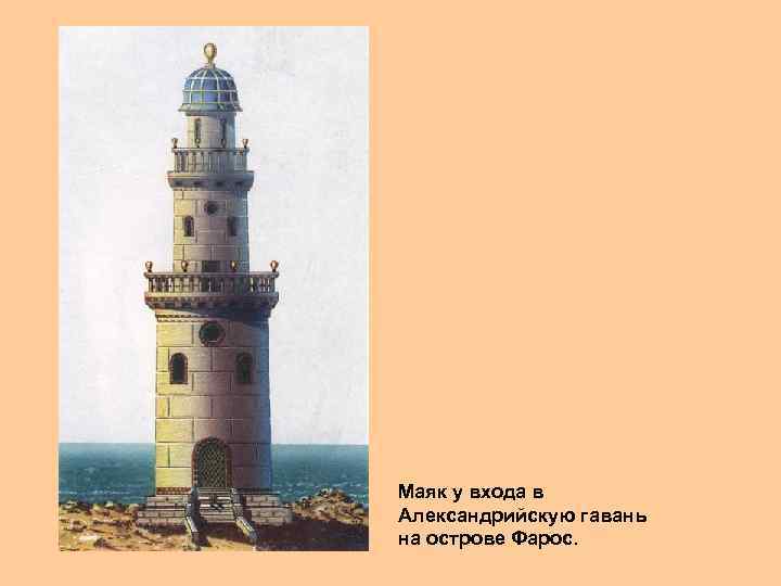 Маяк у входа в Александрийскую гавань на острове Фарос. 