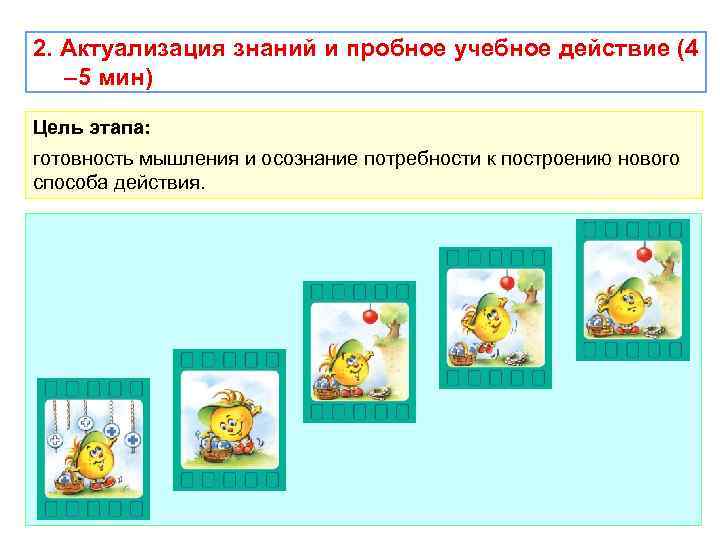 2. Актуализация знаний и пробное учебное действие (4 – 5 мин) Цель этапа: готовность