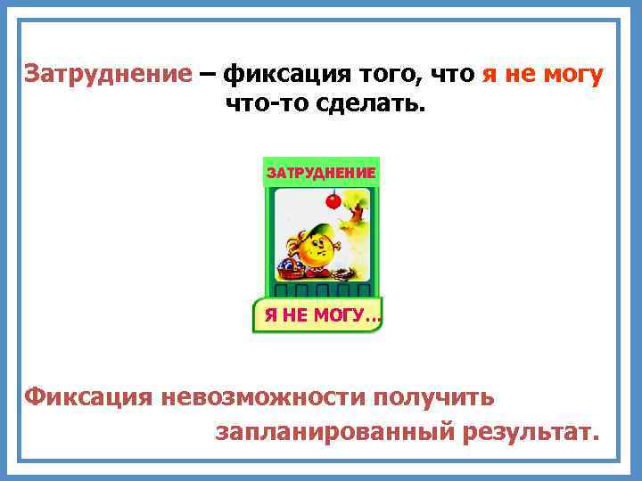 Затруднение – фиксация того, что я не могу что-то сделать. ЗАТРУДНЕНИЕ Я НЕ МОГУ…