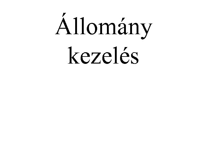 Állomány kezelés 