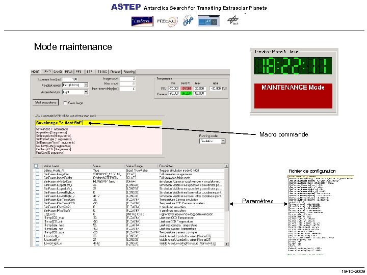 ASTEP Antarctica Search for Transiting Extrasolar Planets Mode maintenance Macro commande Fichier de configuration