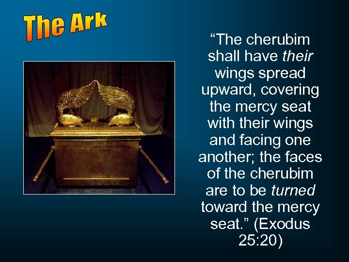 “The cherubim shall have their wings spread upward, covering the mercy seat with their