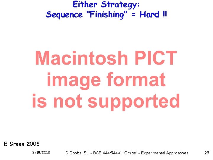 Either Strategy: Sequence "Finishing" = Hard !! E Green 2005 3/19/2018 D Dobbs ISU